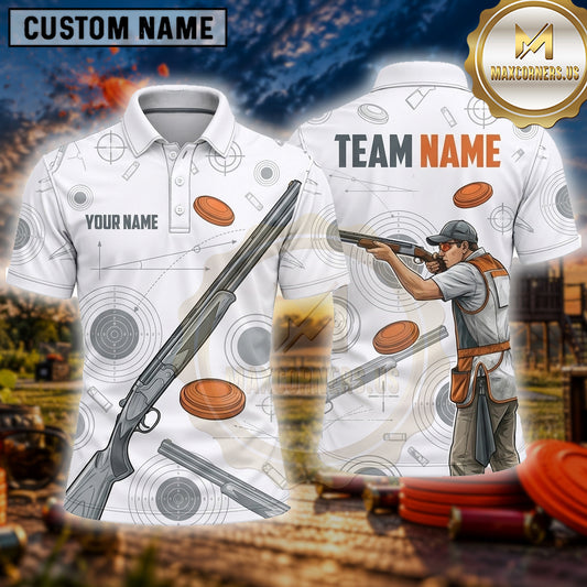 Maxcorners Trap Shooting Shirt Clay Target Shooting Marksman Illustration Multiple Options Personalized Name, Team Name 3D Shirt
