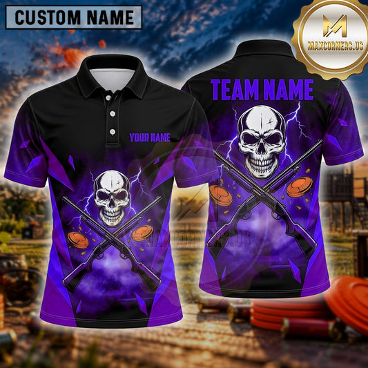 Maxcorners Trap Shooting Shirt Skull Crossed Rifles Multiple Options Personalized Name, Team Name 3D Shirt