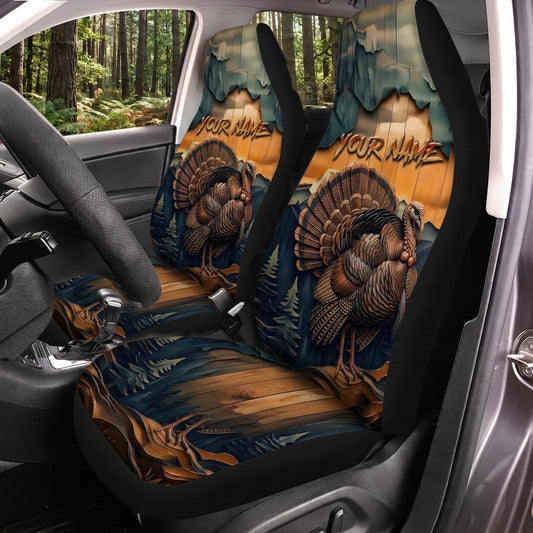 Maxcorners Turkey Hunting Vintage Mountain Sunset Personalized Name Car Seat Covers