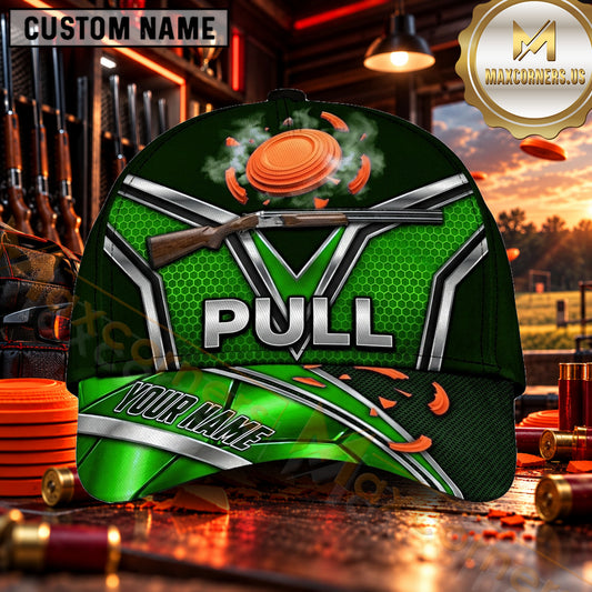 Maxcorners PULL Crossed Shotguns Crest Trap Shooting Personalized Name 3D Cap