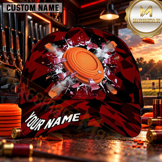 Maxcorners Shattered Clay Target Explosion Trap Shooting Personalized Name 3D Cap