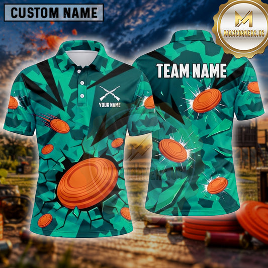 Maxcorners Trap Shooting Shirt Geometric Clay Burst Multiple Options Personalized Name, Team Name 3D Shirt