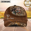 Maxcorners Rustic Leather Cross Flag Marsh Camo Dog Hunting Multicolor Options Personalized Name 3D Cap