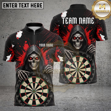 Maxcorners Darts Shirts Grim Reaper Dartboard Blood Splatter Artwork Multiple Options Personalized Name, Team Name 3D Shirt