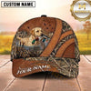 Maxcorners Rustic Brown Leather Cross Panel Duck Hunting With Dogs Multi Options Personalized Name 3D Cap