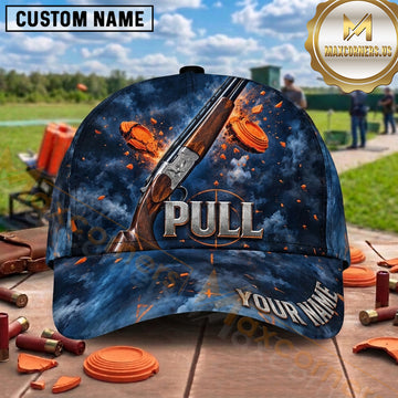 Maxcorners Trap Shooting American Flag Shotgun Clay Targets Pull Graphic Multiple Options Personalized Name 3D Cap