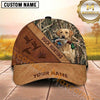 Maxcorners Rustic Leather Duck Hunting Cross Panel Duck Hunting With Dogs Multi Options Personalized Name 3D Cap
