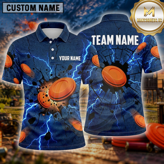 Maxcorners Trap Shooting Shirt Lightning Clay Burst Multiple Options Personalized Name, Team Name 3D Shirt
