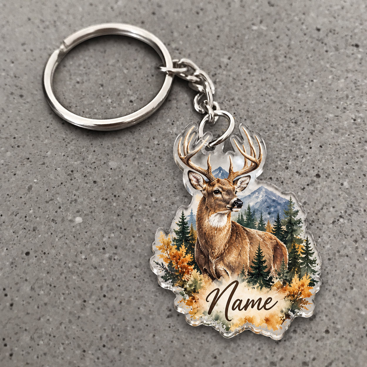 Maxcorners Whitetail Deer Hunting Mountain Wilderness Buck Custom Name Trap Hunting Custom Gift 2D Flat Acrylic Ornament, Keychain