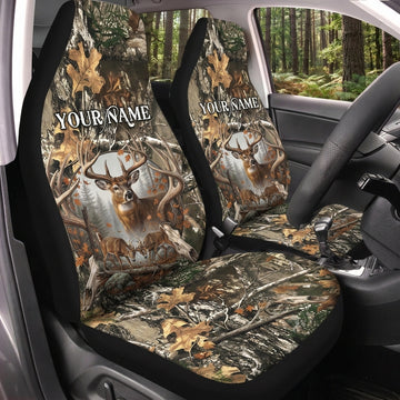 Maxcorners Deer Hunting Buck Forest Wildlife Personalized Name Car Seat Covers