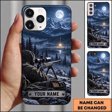 Maxcorners Long Range Shooting Moonlit Mountain Sniper Personalized Name 3D Phone Case