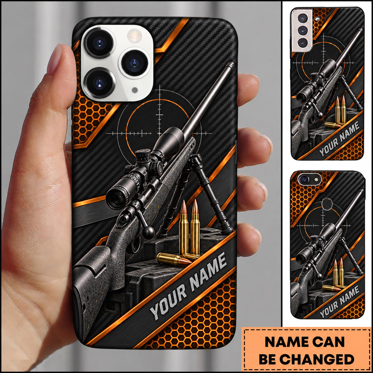 Maxcorners Long Range Shooting Carbon Fiber Tactical Rifle Personalized Name 3D Phone Case