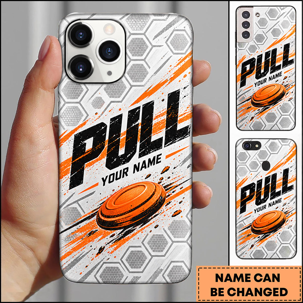 Maxcorners Trap Shooting Geometric Honeycomb Clay Target Personalized Name 3D Phone Case