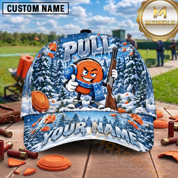 Maxcorners Clay Shooting Clay Target Machine Shotgun Shells Pull Graphic Multiple Options Personalized Name 3D Cap