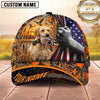 Maxcorners Dog Hunting And Duck Hunting American Flag Woodland Design Multiple Options Personalized Name 3D Cap