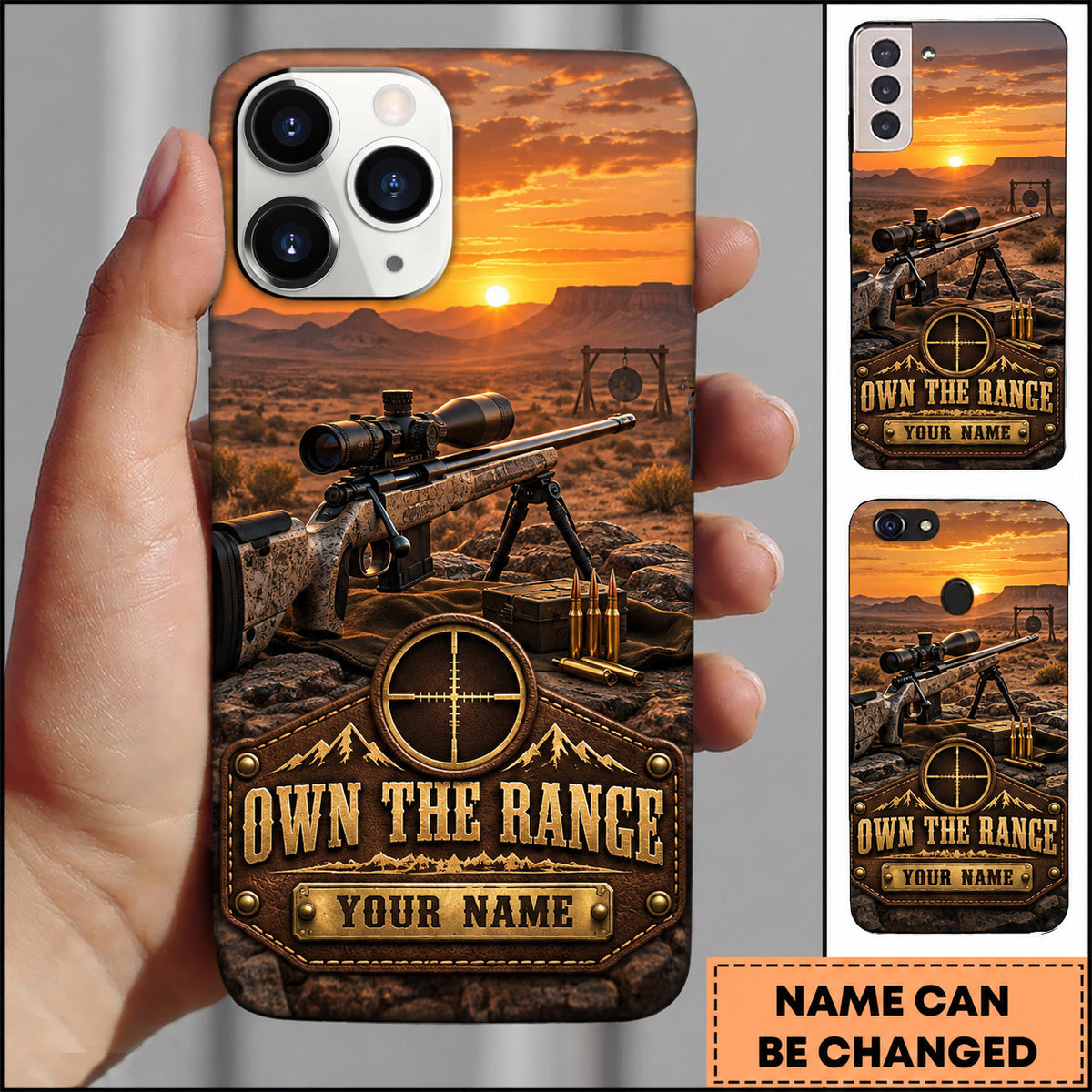 Maxcorners Long Range Shooting Own The Range Sunset Marksman Personalized Name 3D Phone Case