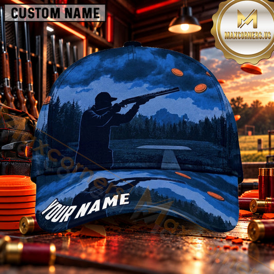 Maxcorners Sunset Shooter Silhouette Trap Shooting Personalized Name 3D Cap