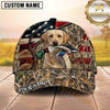 Maxcorners Patriotic American Flag Woodland Camo Duck Hunting Dog Cap, Multiple Breeds Personalized Name 3D Cap