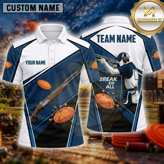 Maxcorners Trap Shooting Shirt Clay Target Shooting Marksman Action Multiple Options Personalized Name, Team Name 3D Shirt