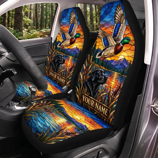 Maxcorners Duck Hunting Colorful Mallard Wildlife Personalized Name Car Seat Covers
