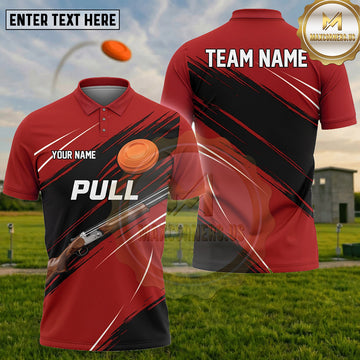 (5 Colors) Maxcorners Trap Shooting PULL Shotgun Clay Target Minimal Slash Multiple Options Personalized Name, Team Name 3D Shirt