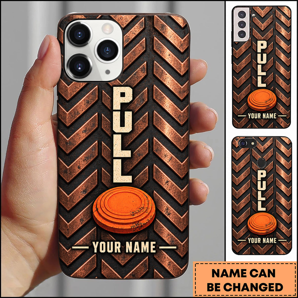 Maxcorners Trap Shooting Chevron Pattern Pull Clay Target Personalized Name 3D Phone Case