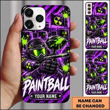 Maxcorners Paintball Neon Masked Soldier Personalized Name 3D Phone Case