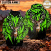 Maxcorners Whitetail Buck Antler Geometric Camo Personalized Name 3D Hoodie
