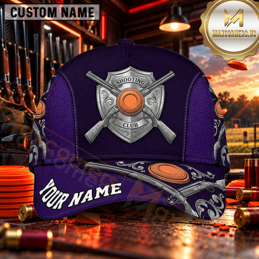 Maxcorners Vintage Shotgun Target Badge Trap Shooting Personalized Name 3D Cap