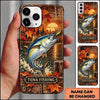 Maxcorners Fishing Autumn Lake Sunset Artwork Multiple Options Personalized Name Phone Case (13 Fish Species)