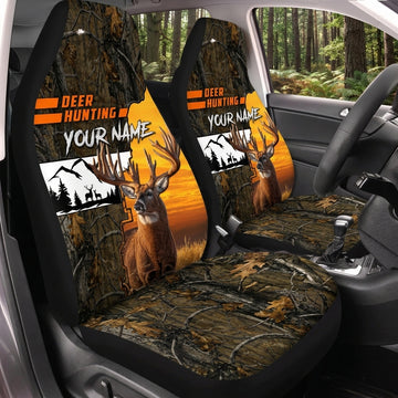 Maxcorners Deer Hunting Orange Adventure Forest Personalized Name Car Seat Covers