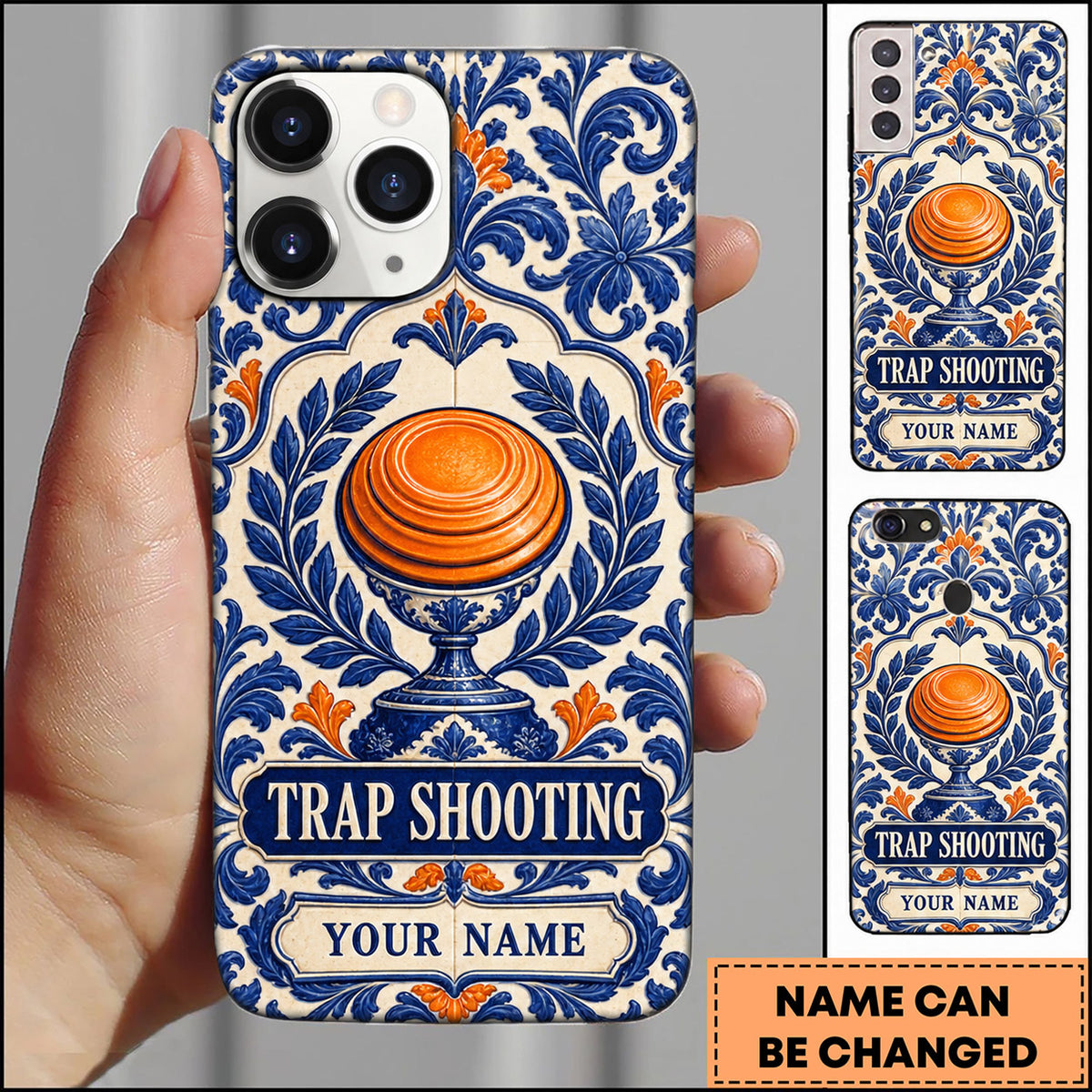 Maxcorners Trap Shooting Classic Ornamental Clay Target Personalized Name 3D Phone Case