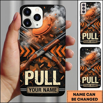 Maxcorners Orange Black Target Blast Pull Shooting Sports Personalized Name Trap Shooting Phone Case