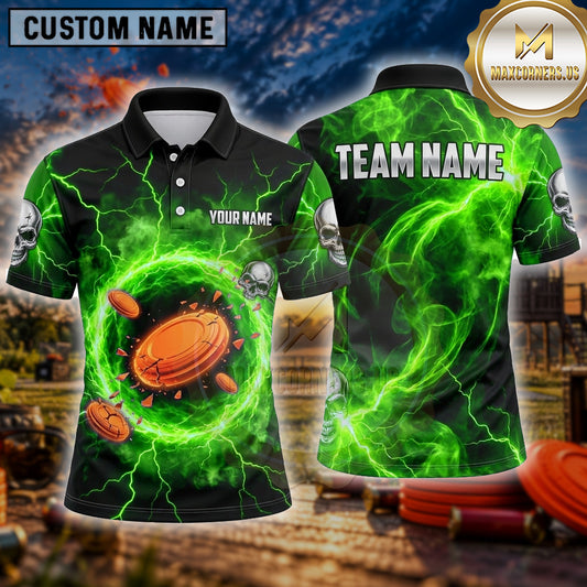 Maxcorners Trap Shooting Shirt Clay Target Shooting Lightning Vortex Multiple Options Personalized Name, Team Name 3D Shirt