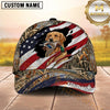 Maxcorners Distressed American Flag Torn Effect Duck Hunting With Dogs Multi Options Personalized Name 3D Cap
