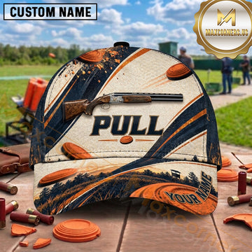 Maxcorners Trap Shooting Shooter Sunset Range Shotgun Pull Graphic Multiple Options Personalized Name 3D Cap