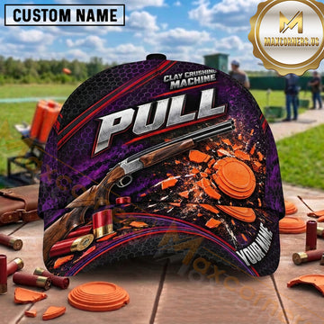 Maxcorners Trap Shooting Clay Target Mascot Shotgun Autumn Graphic Multiple Options Personalized Name 3D Cap
