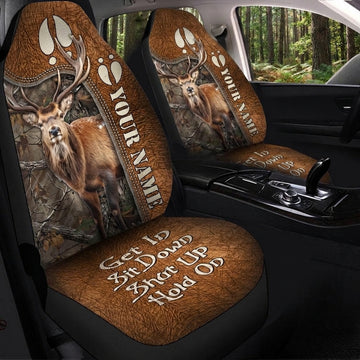 Maxcorners Deer Hunting Your Name Brown Camo Car Seat Covers