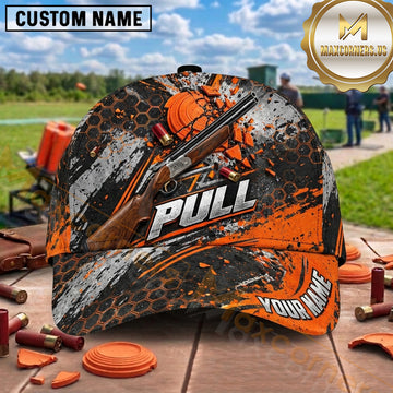 Maxcorners Trap Shooting Crossed Shotguns Geometric Clay Target Pull Graphic Multiple Options Personalized Name 3D Cap