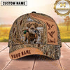 Maxcorners Dog Hunting And Duck Hunting Flying Birds Leather Artwork Multiple Options Personalized Name 3D Cap