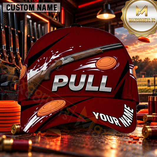 Maxcorners PULL Shotgun Splash Trap Shooting Personalized Name 3D Cap