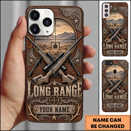 Maxcorners Long Range Shooting Vintage Crossed Rifles Western Design Personalized Name 3D Phone Case