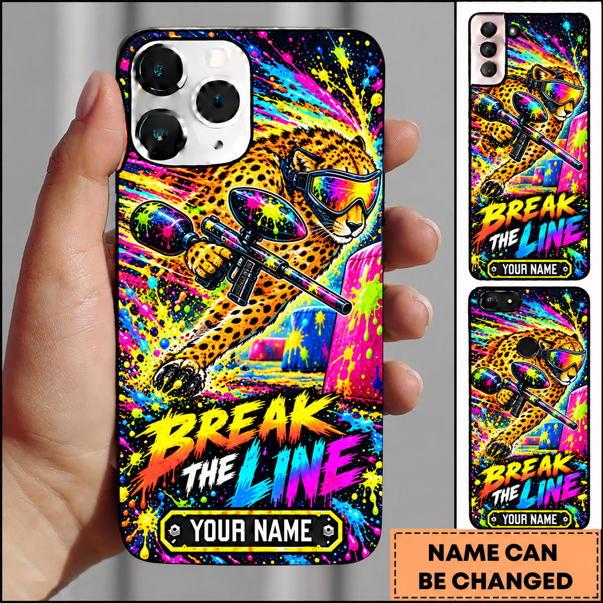 Maxcorners Paintball Break The Line Speedball Action Personalized Name 3D Phone Case