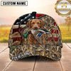 Maxcorners Patriotic American Flag Woodland Camo Duck Hunting Dog Cap, Multiple Breeds Personalized Name 3D Cap