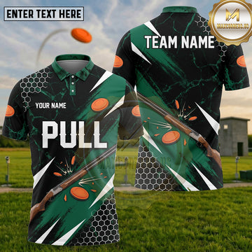 (5 Colors) Maxcorners Trap Shooting PULL Flying Clay Targets Honeycomb Pattern Multiple Options Personalized Name, Team Name 3D Shirt