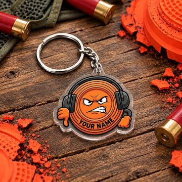 Maxcorners Funny Angry Clay Target Earmuffs Trap Shooting Personalized Name Acrylic Keychain