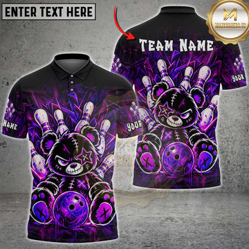 Maxcorners Bowling Voodoo Teddy Bear Bowling Pins Multiple Options Personalized Name, Team Name 3D Shirt