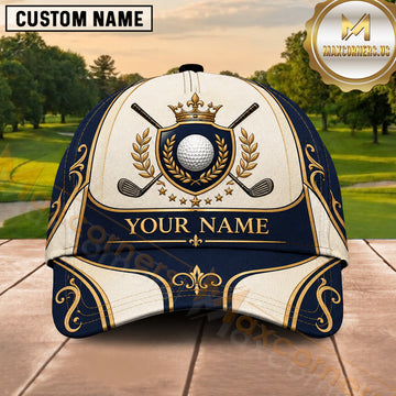 Maxcorners Golf Ball Laurel Wreath Luxury Crest Multiple Options Personalized Name 3D Cap
