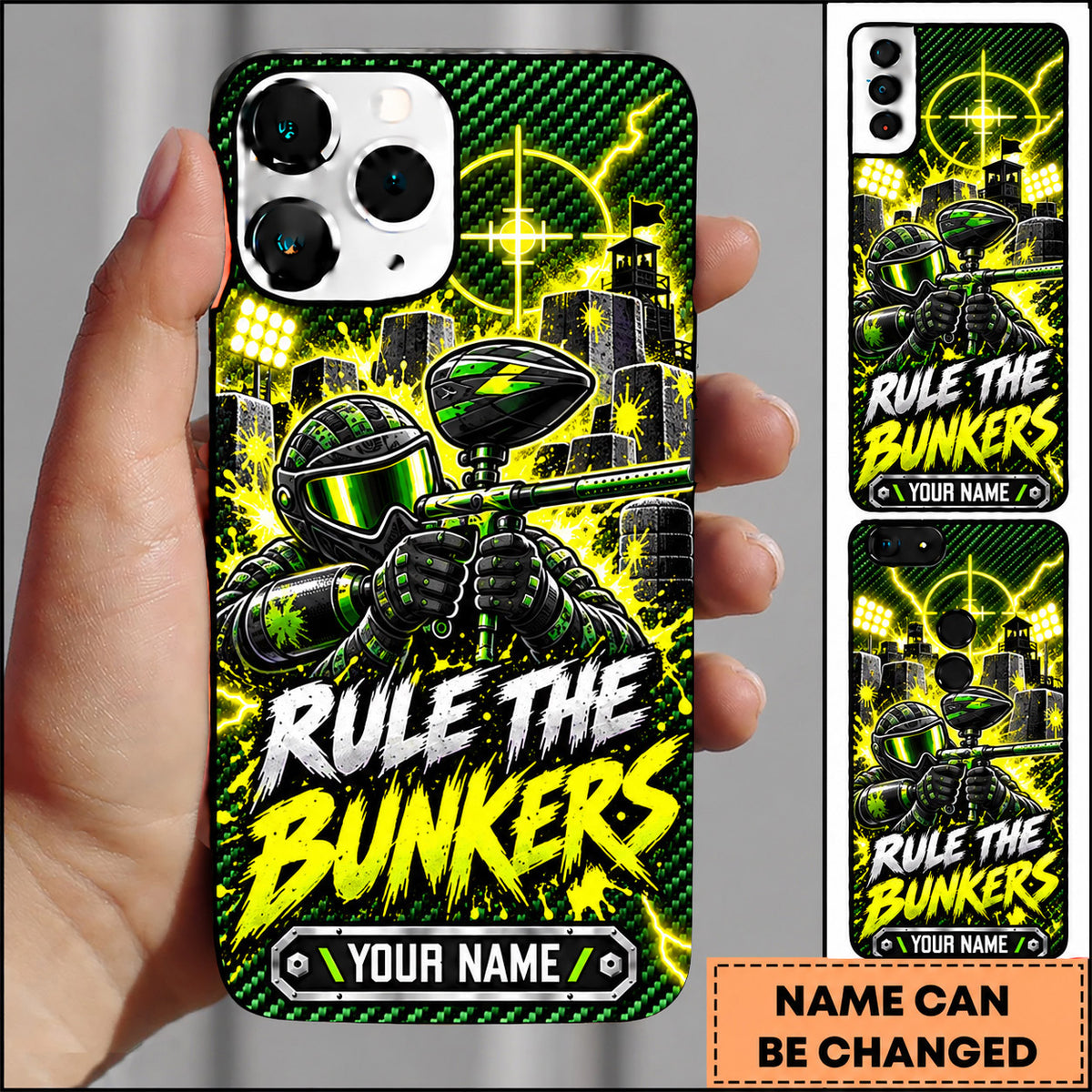Maxcorners Paintball Rule The Bunkers Speedball Player Personalized Name 3D Phone Case