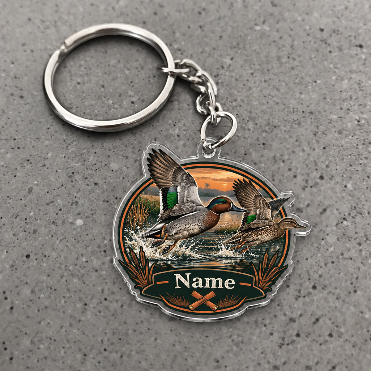 Maxcorners Mallard Duck Wetland Flying Design Custom Name Trap Hunting Custom Gift 2D Flat Acrylic Ornament, Keychain